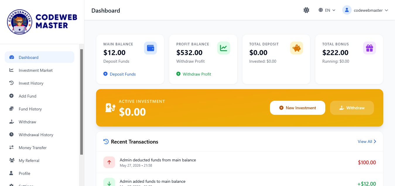 Elite pro – Bitcoin Mining, Gold and Real Estate Investment PHP Script with Money Transfer PHP script